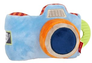 SIGIKID 42678 Plüsch-Fotoapparat Play & Cool Mädchen und Jungen Babyspielzeug empfohlen ab 3 Monaten blau/mehrfarbig