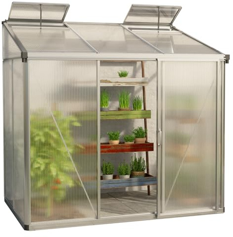 GFP Invernadero adosado Eden 23 Placas alveolares de 10 mm - 222x147 cm - Estructura de Aluminio