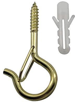 Q-förmige Kleiderhaken, goldene Schraubhaken mit Sicherheitsschnalle für Hängeleuchten, Blumentöpfe (20 Stück)