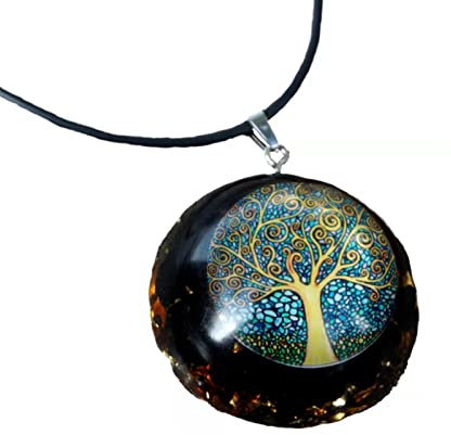 XBOW Handgefertigte Orgon-Halskette ~ schwarzer Turmalin-Kristall-Quarz-Baum des Lebens-Schutz-Chakra-Halskette für Erwachsene (unisex)