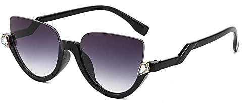 Mode Halbrahmen Cat Eye Luxus Diamant Sonnenbrille Frauen Gradient Mirror Eyewear Vintage Herren Anti-Blu-Ray Brillengestell Blackgraygradient