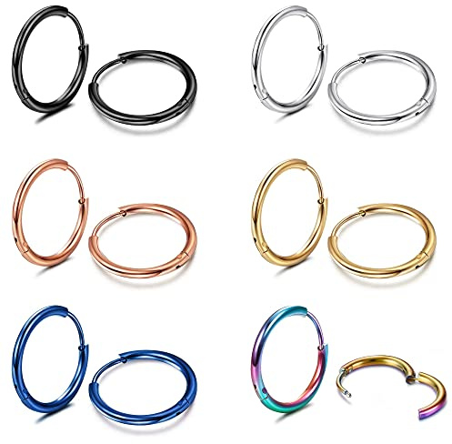 MILACOLATO Creolen Ohrringe für Damen Herren Chirurgenstahl Huggie Ohrringe | Knorpel Snug Lobe Nase Lippen Daith Helix Piercing Schmuck Winzige Hoop Hinged Schläferohrringe 6/7/8/9/10MM