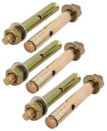 Dehnschraube, Edelstahl-Dehnbolzen, Schrauben, Schrauben, M8 x 80 mm, verzinkter Hülsenanker, Dehnbolzen, Bronzeton, 6 Stück (Color : Multiple Colors, Size : Medium) (Color : Multiple Colors)