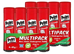 Pritt Klebestift, sicherer und kinderfreundlicher Kleber für Kunst und Bastelarbeiten, starker Klebstoff für Schule & Bürobedarf, 2x4x43g Pritt Stift