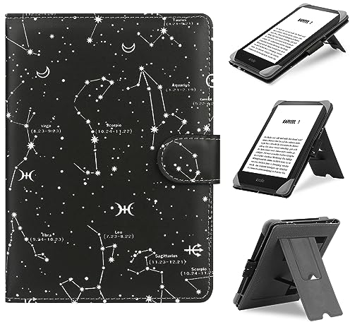HoYiXi Universal Hülle Kompatibel mit 6-6.8 Pocketbook/Tolino/Sony E-Book eReader Kindle Paperwhite/6 Neue Kindle 2022 & 2019/Kobo Clara HD/Kobo Clara 2E Leder Stand Schutzhülle, Constellation