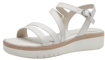 Tamaris Damen Plateau Sandalen Leder Sommer; WHITE UNI/weiß; 41 EU