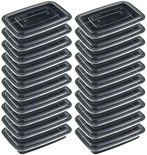 20er Pack Meal Prep Container Boxen mit 20er, 750/1000ML Food Container Box Wiederverwendbar BPA Free Lunchbox mit Deckel, Mikrowelle, Gefrierschrank, Spülmaschinenfest (B, 1000ml)