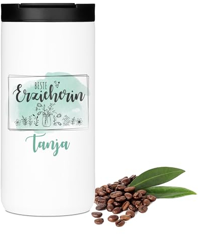 GRAZDesign Thermobecher Erzieherin mit Namen personalisiert, Geschenk zum Abschied, Kaffeebecher to go, Edelstahl 400ml
