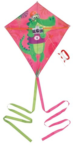 Janod - Drachen für Kinder Applepop - Krokodil-Motiv Rautenform - Outdoor-und Strandspiel - Geschicklichkeitsspiel - Fördert die Koordination - Ab 5 Jahre, J03363