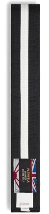 Martial Arts Cotton Striped Coloured Grading Belt - Black Belt With White Stripe