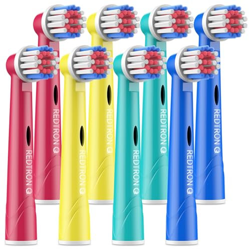 Los pack de 8 cabezales para Oral B cepillos de dientes infantiles REDTRON, cabezales para cepillos de dientes de limpieza profunda y precisa, cabezales de reemplazo para cepillo