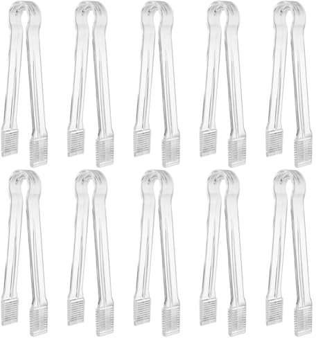 10 Pcs Plastic Buffet Serving Tongs Kitchen Utensil Tongs Small Ice Tongs Fruit Salad Tongs Food Appetizer Tongs for Sugar Candy Clear