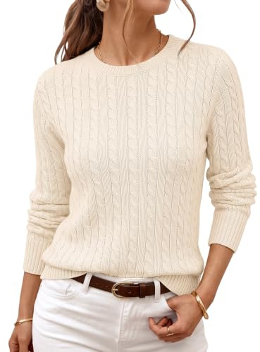 LILLUSORY Womens Cable Knit Sweater Fall 2026 Fashion Clothes Cream