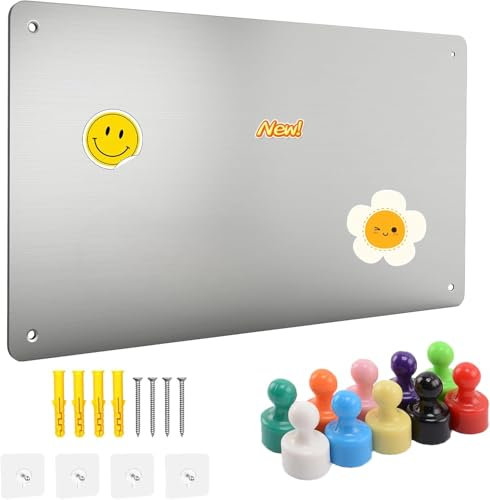 40 X 30 Cm Magnetboard Memoboard Küche, Metall Magnettafel Küche Für Magnete, Magnetische Pinnwand Groß Mit 20 Starken Magnetstiften, Magnetwand Selbstklebend Geeignet Für Küche, Schrank (40x30cm)