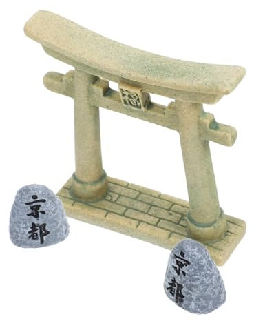 OSOLADY Miniature Gate Resin Statues Japanese Style Garden Decoration for Fish Tank Aquariums Mini Gate Decor