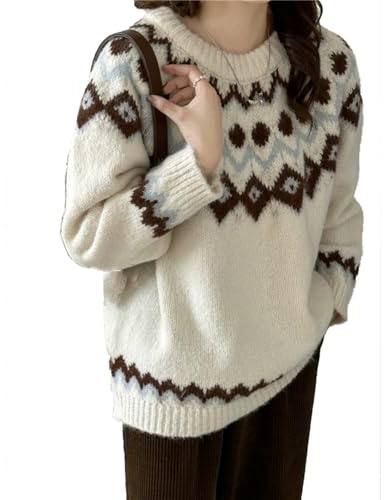 Bastwahl Strickpullover Damen Gestreift - Grobstrick Casual Sweater Elegant Pullover Oversized Langarm Sweatshirt Lose Oberteile Warm Einfarbig Wollpullover Strickpullover Lässiges Stricken Pulli
