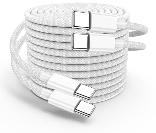 Cavo USB C a USB C [2Pezzi-1M], 60W Cavo USB Type-C PD di Ricarica Rapida Nylon Intrecciato Cavo Type C per Apple iPhone 15 Plus 15 Pro Max Galaxy S23 S22 iPad Air MacBook Pro Huawei Pixel