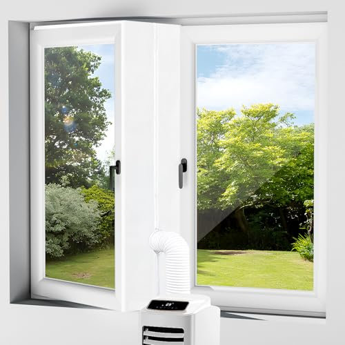 Air Conditioner Window Seal, Air Conditioning Window Seal Kit for Mobile Air Conditioner and Tumble Dryer, Hot Air Stop Air Exchange Guards with Zip and Adhesive Fastener, 300CM