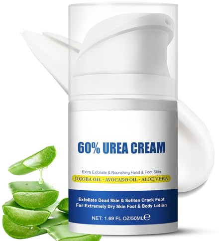 Urea Creme 60 Prozent - Reparaturcreme für Füße und Hände - Aloe Vera für tiefe Feuchtigkeit - repariert trockene, rissige, raue Haut an Fersen, effektive Urea Fußcreme