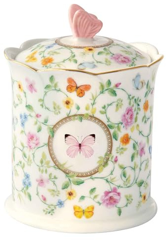 Easy Life Biscottiera barattolo da cucina in porcellana con fiori e farfalle Dancing Butterflies D11xH14 cm