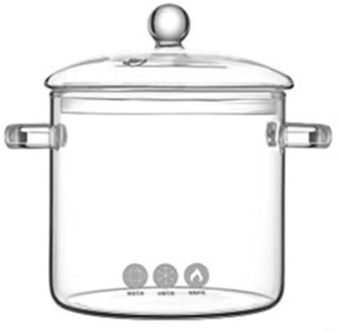 Olla De Vidrio con Tapa, Macetas De Vidrio para Cocinar En La Estufa, Olla De Cocción A Fuego Lento De Vidrio Transparente Estufa De Utensilios De Cocina para Restaurante De Cocina 1900mL