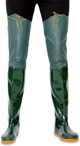 DgtZyrih Fishing Waders with Boots Comfortable Breathable Rubber Fishing Shoes, Non-slip Rain boots Unisex Fly Fishing Hunting Planting Agriculture Thigh Waders,Green,44