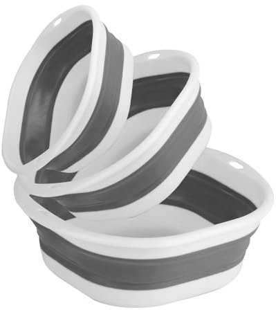 3 Pcs Collapsible Washing Up Bowl with Handles, Folding Wash Basin, Portable Foldable Camping Bowls, Small/Medium/Large Multipurpose Collapsible Buckets for Kitchen Sink Washbasins Outdoor Travel