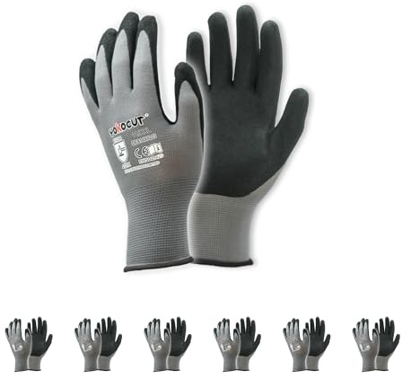 YOKOCUT Arbeitshandschuhe für Mechaniker, Elektriker, Montagehandschuhe, Werkstatt, gartenhandschuhe, kfz, mit Rutschfeste & Touchscreen-Funktion, 6 Paar Nitril Handschuhe Herren (Größe 11/XXL)