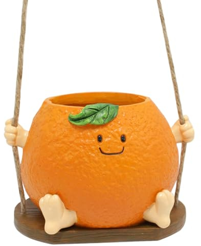 Maceta colgante de resina naranja para suculentas para decoración del hogar y jardín Rnj502 (naranja, 12,2 x 10 x 9 cm)
