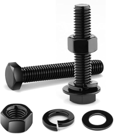 Sechskantschrauben, M6 x 50 mm, Schwarzoxid 304 Edelstahl, Muttern und Bolzen, flache Unterlegscheiben, Muttern und Schrauben, Sortimentsset, 10 Stück Wavanta
