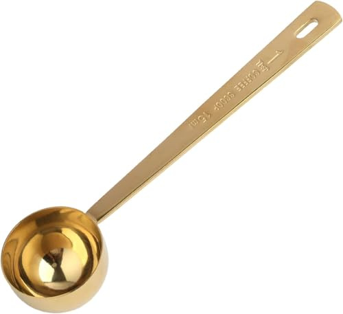 Golden Stainless Steel Measuring Spoon for Collagen Supplements and Coffee