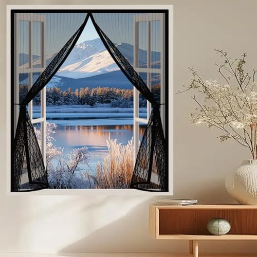 Mosquitera Imantada 88 x 205 cm Cierre Automático, sin Taladrar, Antimosquitos, Fácil Instalación, Mosquiteras Magnética para Puerta Corredera, Puerta de Salón, Negro