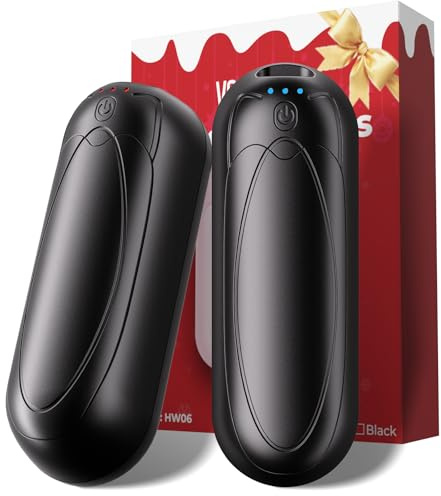 VOSFEEL Chauffe Mains Magnétique Réchargeable, 23H d'Autonomie, Double Charge USB-C, Chaufferette Électrique Reutilisable avec Indicateur de Batterie, Lot de 2 pour Hiver/Noël