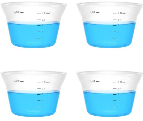 4 Pcs Silicone Laundry Measuring Cup 125ml Reusable Liquid Measuring Cup Laundry Detergent Dispenser Cups with Scale, Washable No Leak for Home Hotel