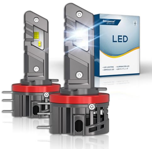 Sinoparcel H15 Bombilla de Faro LED, Blanco 6500K | 500% Más Brillante, Haz de Carretera o luz Diurna, con Ventilador de Refrigeración, Paquete de 2