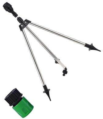 360 Rotating Garden Sprinkler On Adjustable Tripod Base 3/4Inch Hose Adapter For Patios Greenhouses Flowerbed Watering Leakproof Outdoor Irrigation Sprinkler