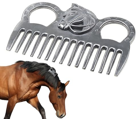 Pettine per criniera a coda di cavallo - Pettine in metallo portatile, spazzola resistente all'usura, accessorio equestre durevole | Strumento multifunzione per la stalla da sella per stalloni pe