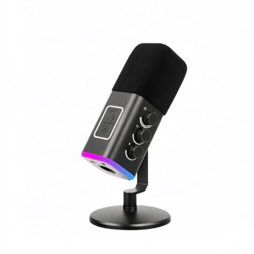 VCOM XLR/USB Mikrofon für PC, Dynamisch Mikrofon mit 3,5mm Klinkenstecker | Mit Noise Cancellation, Mute, Gain, PC Microphone für Streaming, Podcast, Studio, Mixer,Soundkarten, PS4/PS5