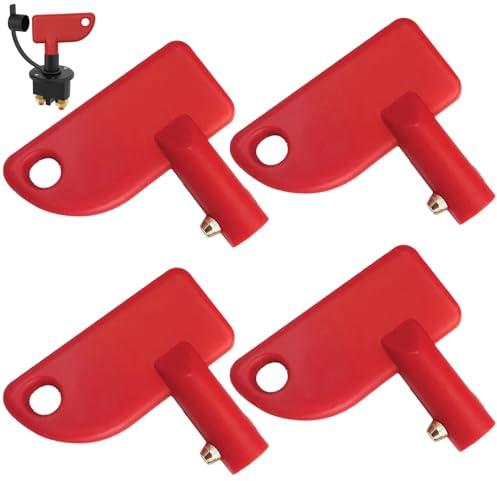 BaZuyunMd 4 pezzi set di chiavi NATO, interruttore di ricambio, chiave per interruttore principale, blocco di interruttore batteria universale, rosso, per auto, camper, camion e barche