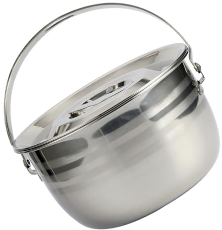 TOYANDONA Marmite Antiadhésive 21 Cm en Acier Inoxydable, Grosse Capacité 1 Pièce, Casserole de Camping Multifonction Cuisine Extérieure et Randonnée