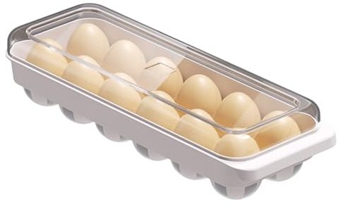 Huevera Para Frigorífico – Organizador Apilable Transparente Con Doce Ranuras Y Tapa Protectora, De Almacenamiento Para Frigorífico Que Ahorra Espacio Para Control De Visibilidad De Frescura | Pl