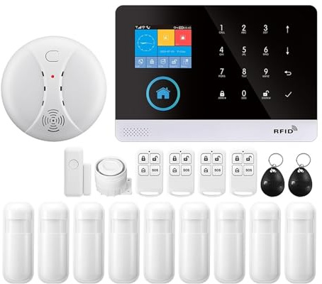 House Alarms Security System WIFI GSM Wireless Smart Burglar Security Alarm System DIY Kit With Door Sensor And PIR Motion Work(K)