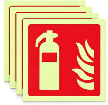 4 Piezas Cartel Extintor PequeñO 15 X 15 CM,Señal Extintor Fotoluminiscente,HMCEY Señal Incendios Proteccion,Cartel Autoadhesivo,Pegatina Seguridad,Carteles de Seguridad Homologados para Oficina