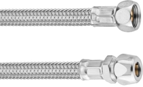 Cornat flexibel anslutningsslang – 1 500 mm längd – 3/8 tum IG, Ø 10 mm – högkvalitativ rostfritt stålvävning/anslutningsslang för kran/armaturslang/flexslang/T3173361270
