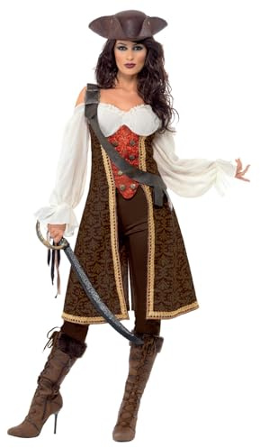 Smiffys, Damen Hochsee Piratin Kostüm, Kleid, Hose und Bandelier, Größe: M, 26225