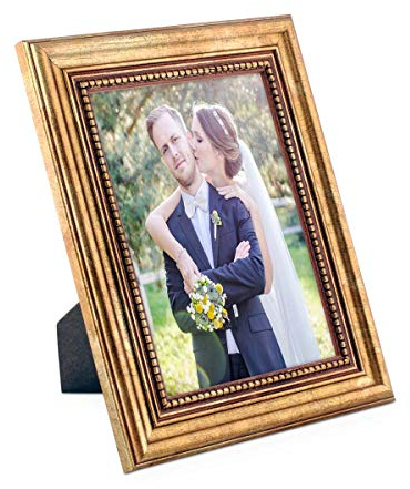 PHOTOLINI Barock-Bilderrahmen 13x18 cm in Gold antik, Holz-Rahmen Vintage, Made in Germany, Echtglas, zum Aufhängen & Aufstellen, mit Zubehör - verleiht Deinen Fotos das besondere Etwas