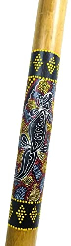 Didgeridoo Bambus Holz Aborigini bemalt geschnitzt Instrument fair Gecko Schildkröte Dot Painting (bemalt Gecko)