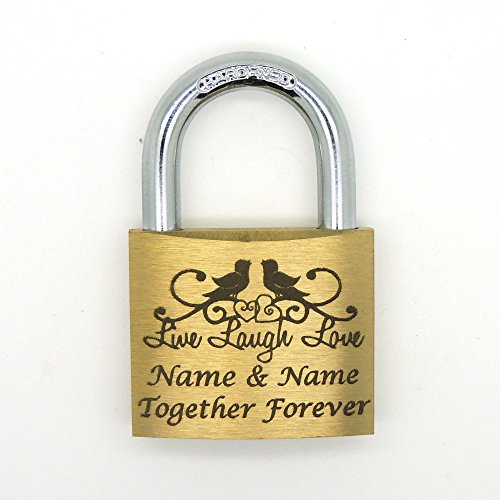 40mm, Personalised Engraved Padlock,15 Styles, Gift Box, Bold Contrasting Text (Live Laugh Love)