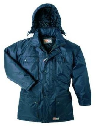Juba Parka básica acolchada de poliéster sobre recubrimiento de PVC, Azul marino - SIZE: L | Básica, Recubrimiento de PVC