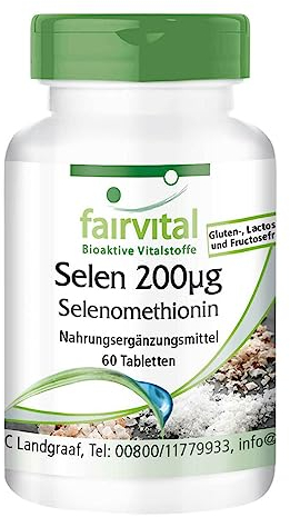 Fairvital | Selen 200µg Tabletten aus Selenmethionin - HOCHDOSIERT - 60 Tabletten - Schilddrüse